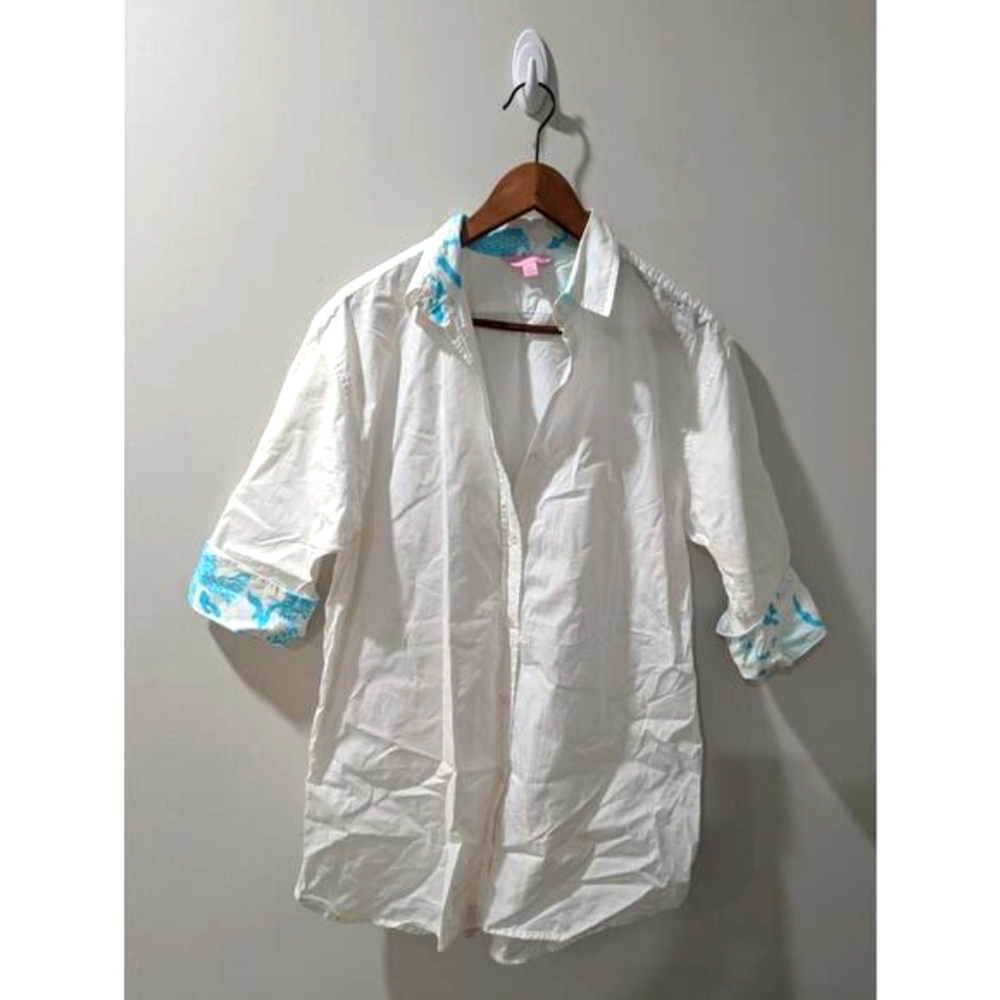 Lilly Pulitzer White Button Down Shirt Tunic